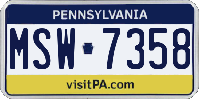 PA license plate MSW7358