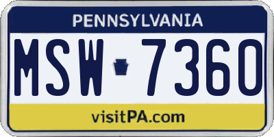 PA license plate MSW7360