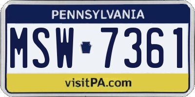 PA license plate MSW7361