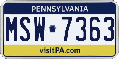 PA license plate MSW7363