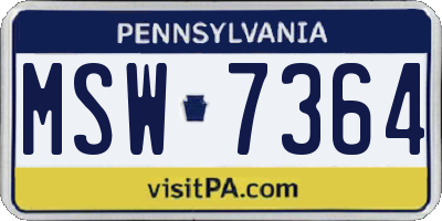 PA license plate MSW7364
