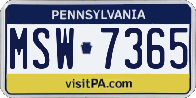PA license plate MSW7365