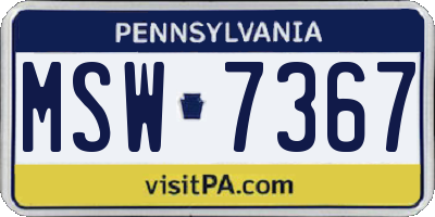 PA license plate MSW7367