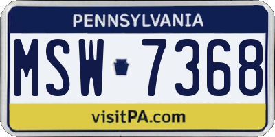 PA license plate MSW7368