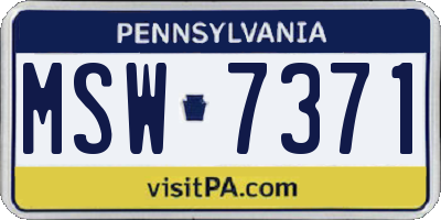 PA license plate MSW7371