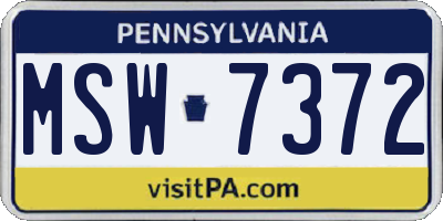 PA license plate MSW7372