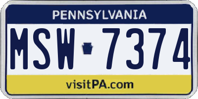 PA license plate MSW7374
