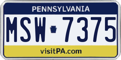 PA license plate MSW7375