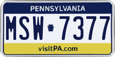 PA license plate MSW7377