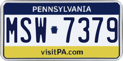 PA license plate MSW7379