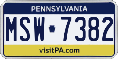 PA license plate MSW7382