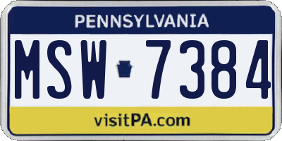 PA license plate MSW7384