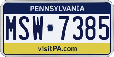 PA license plate MSW7385