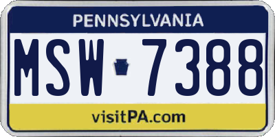 PA license plate MSW7388