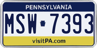 PA license plate MSW7393