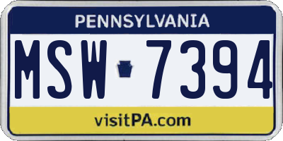 PA license plate MSW7394