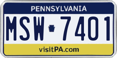 PA license plate MSW7401