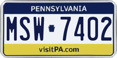 PA license plate MSW7402