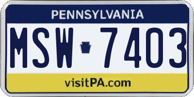 PA license plate MSW7403