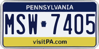 PA license plate MSW7405
