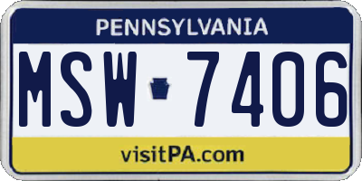PA license plate MSW7406