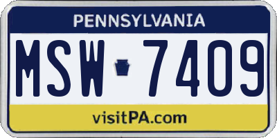 PA license plate MSW7409