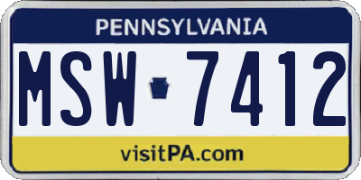 PA license plate MSW7412