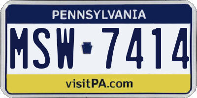 PA license plate MSW7414