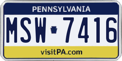 PA license plate MSW7416