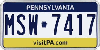 PA license plate MSW7417