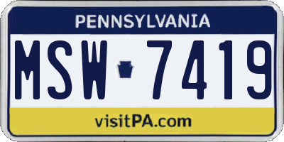 PA license plate MSW7419