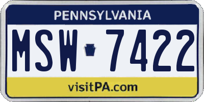 PA license plate MSW7422