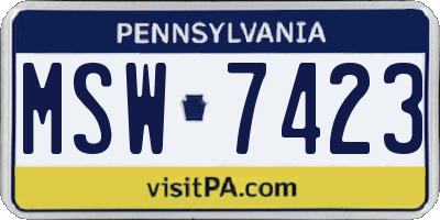 PA license plate MSW7423