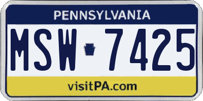 PA license plate MSW7425