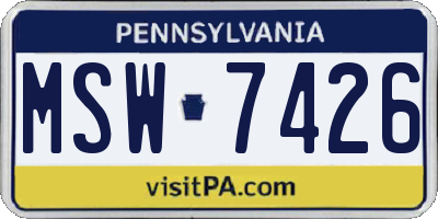 PA license plate MSW7426