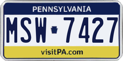 PA license plate MSW7427