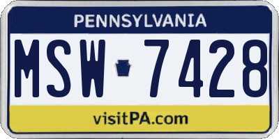 PA license plate MSW7428