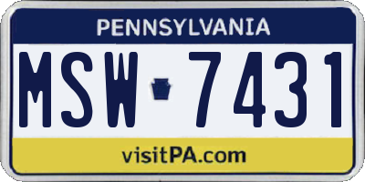 PA license plate MSW7431