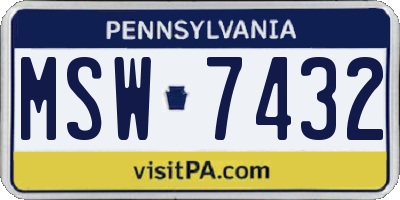 PA license plate MSW7432