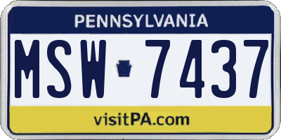 PA license plate MSW7437