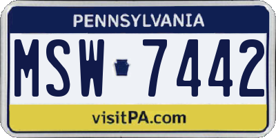 PA license plate MSW7442