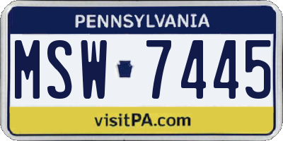 PA license plate MSW7445