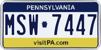PA license plate MSW7447