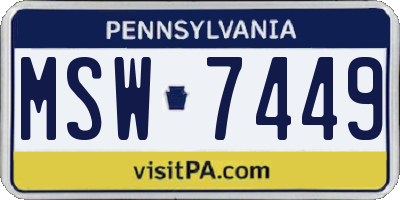 PA license plate MSW7449