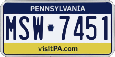PA license plate MSW7451
