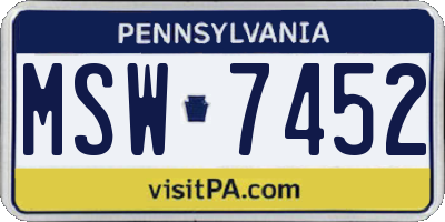 PA license plate MSW7452