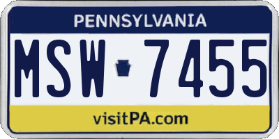 PA license plate MSW7455