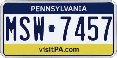 PA license plate MSW7457