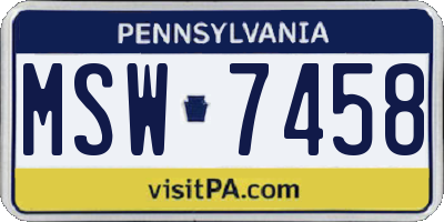 PA license plate MSW7458