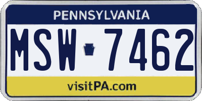 PA license plate MSW7462
